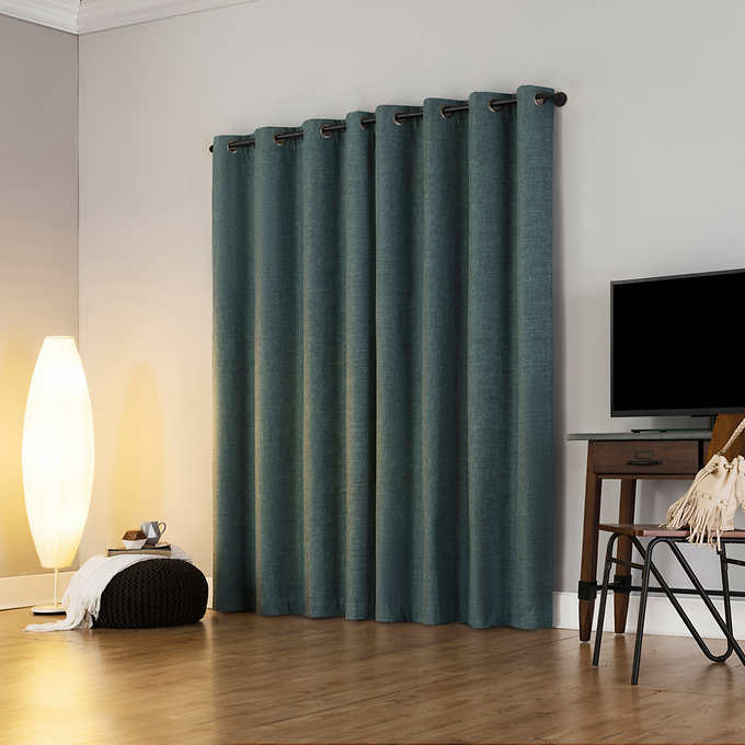 NEW - Sun Zero Teal Pratt Tonal Texture Fleece Insulated 100% Blackout Window Curtains, 2-pack - Retail $39