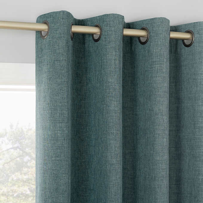 NEW - Sun Zero Teal Pratt Tonal Texture Fleece Insulated 100% Blackout Window Curtains, 2-pack - Retail $39