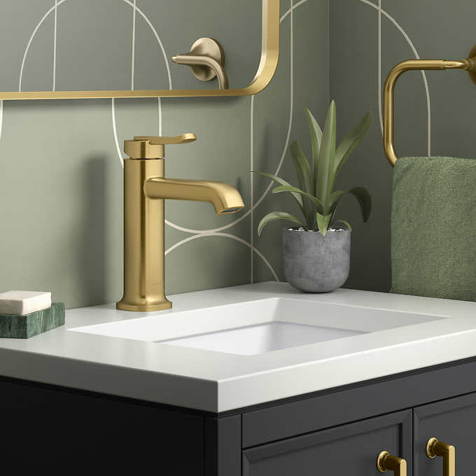 NEW - Kohler Cordate Gold Single-handle Bathroom Faucet - Retail $129