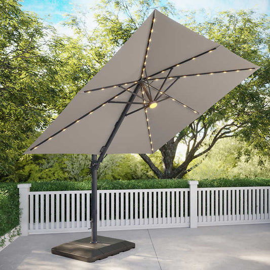 Seasons Sentry Square Solar LED Cantilever Umbrella - Retail $699