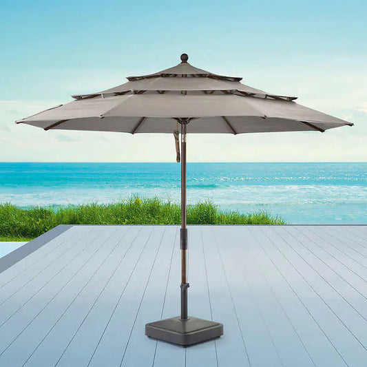 Proshade 11ft Wood-Look Collar Tilt Aluminum Umbrella - Retail $219