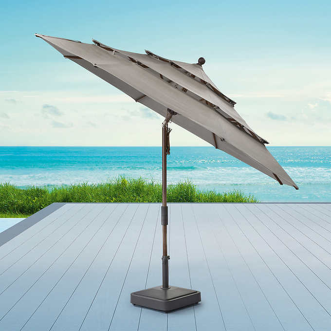 Proshade 11ft Wood-Look Collar Tilt Aluminum Umbrella - Retail $219