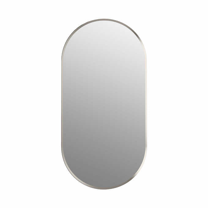 NEW - Kohler Orime 20in x 40in Capsule Framed Mirror, Brushed Nickel - Retail $139