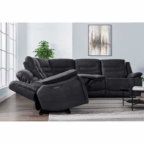 NEW - Costco - Kelsee Fabric Power Reclining Sectional with Power Headrests - Retail $2399