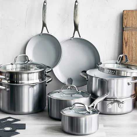 NEW - GreenPan Venice Pro 13-Piece Ceramic Non-Stick Cookware Set - Retail $319