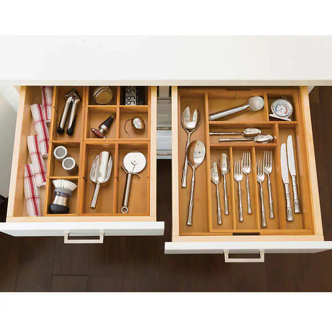 NEW - Seville Classics 4-piece Bamboo Expandable Drawer Organizer - Retail $39