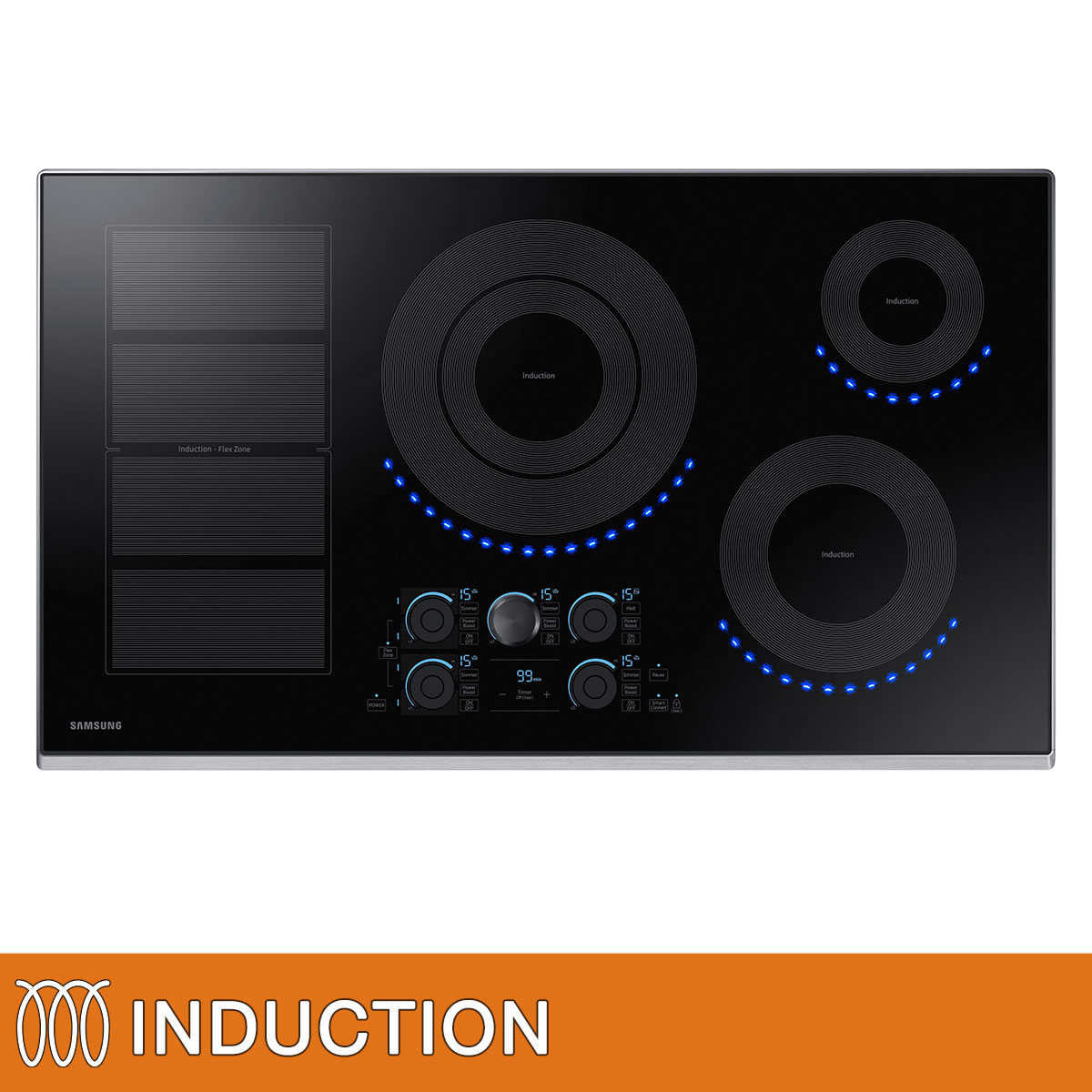 NEW - Samsung 36 in. 5-Element INDUCTION Cooktop with Wifi Connectivity Model: NZ36K7880US - Retail $2499