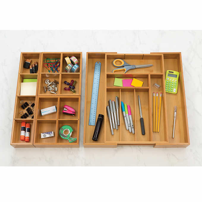 NEW - Seville Classics 4-piece Bamboo Expandable Drawer Organizer - Retail $39