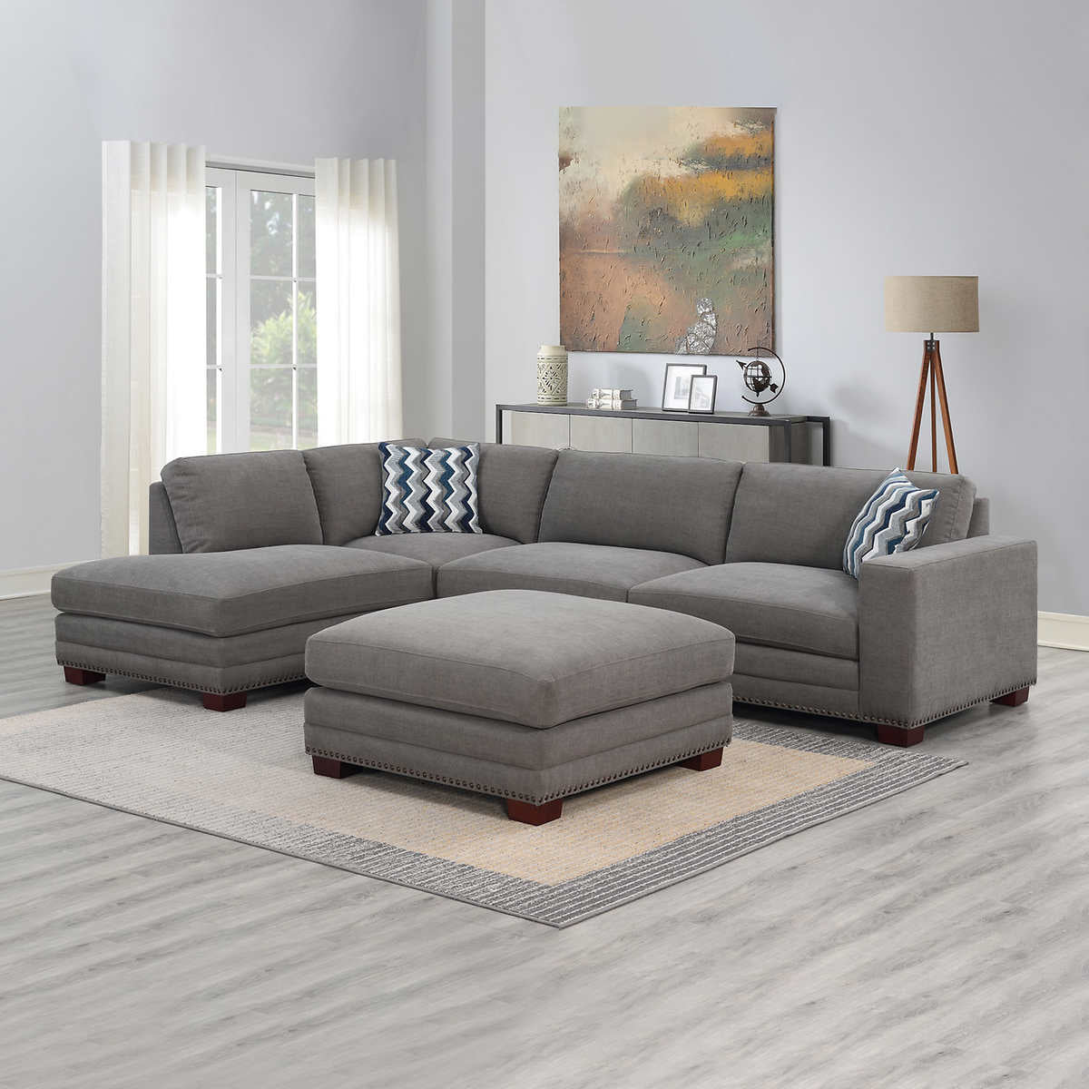 Costco - Penelope Fabric Sectional with Ottoman - Retail $1999