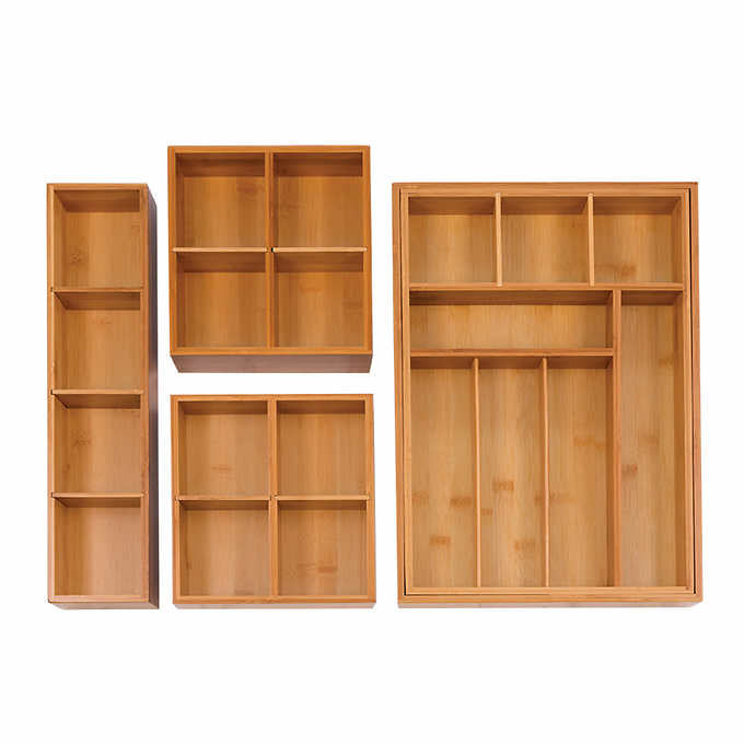 NEW - Seville Classics 4-piece Bamboo Expandable Drawer Organizer - Retail $39