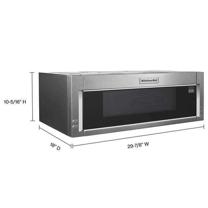 NEW - KitchenAid 1.1 cu. ft. Low Profile Over-The-Range Microwave Hood Combination with Whisper Quiet Ventilation System - Retail $699