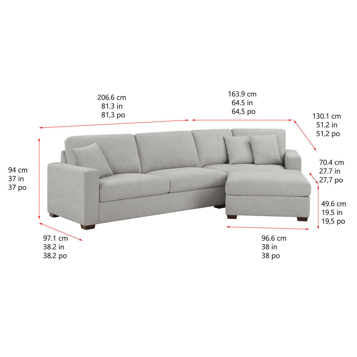 Costco - Thomasville Ezra Fabric Sectional with Ottoman - Retail $1799