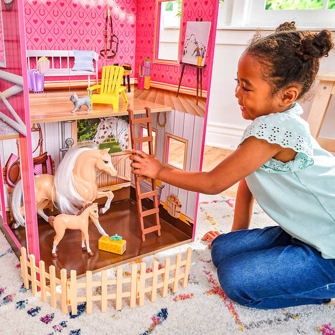 NEW - Costco - Champion Wood Dollhouse & Horse Barn - Retail $189