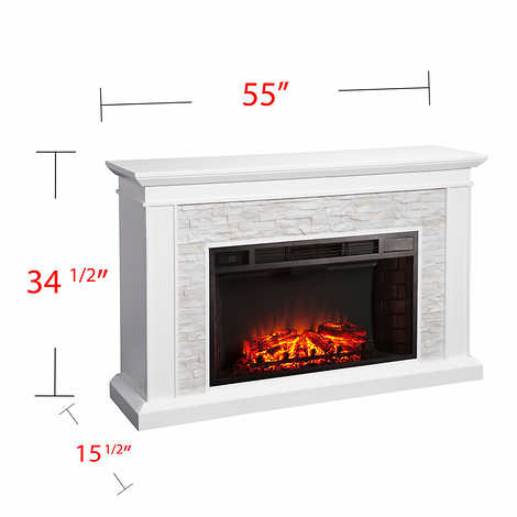 Costco - Ledgestone Electric Fireplace with Stacked Stone – White / Gray - Retail $749