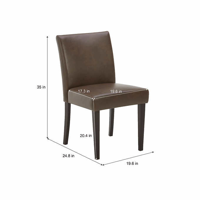NEW - Costco - Denning Brown Top Grain Leather Dining Chair, 2-Pack - Retail $329