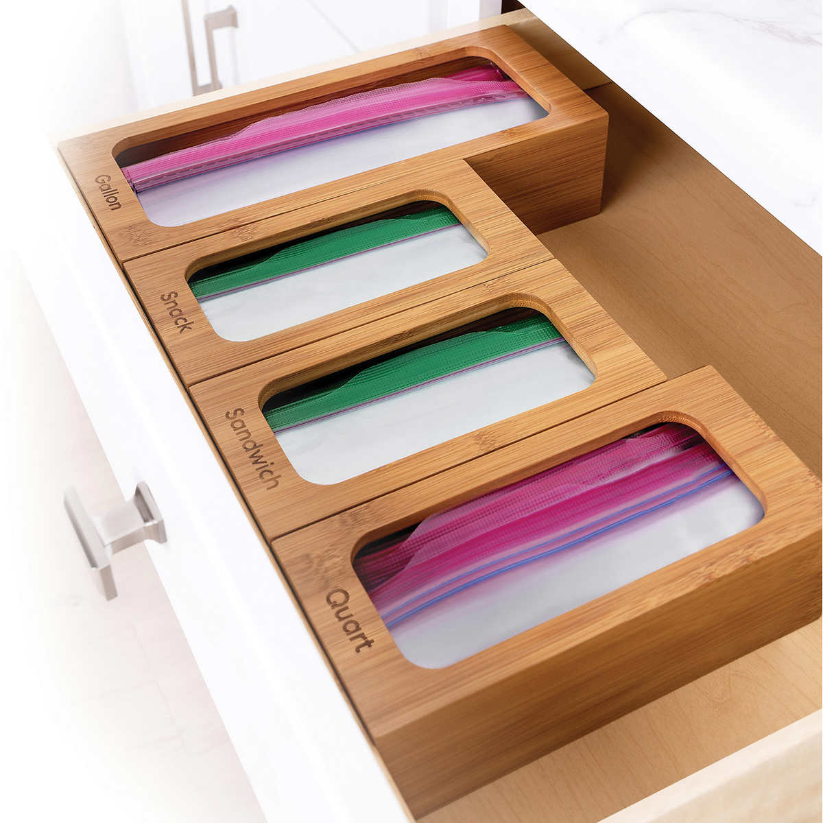 Costco - Seville Bamboo Food Bag Organizer 4-piece Set - Retail $24