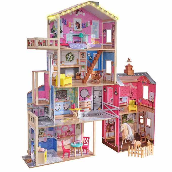 NEW - Costco - Champion Wood Dollhouse & Horse Barn - Retail $189