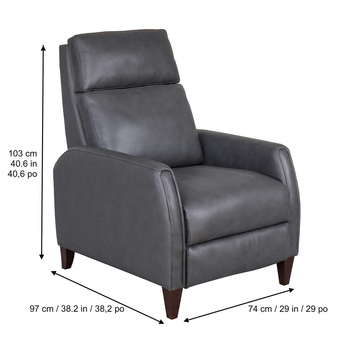 NEW IN BOX - Costco - Decklyn Leather Pushback Recliner - Retail $549