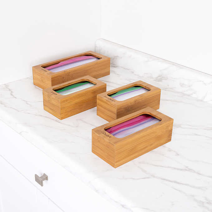 Costco - Seville Bamboo Food Bag Organizer 4-piece Set - Retail $24