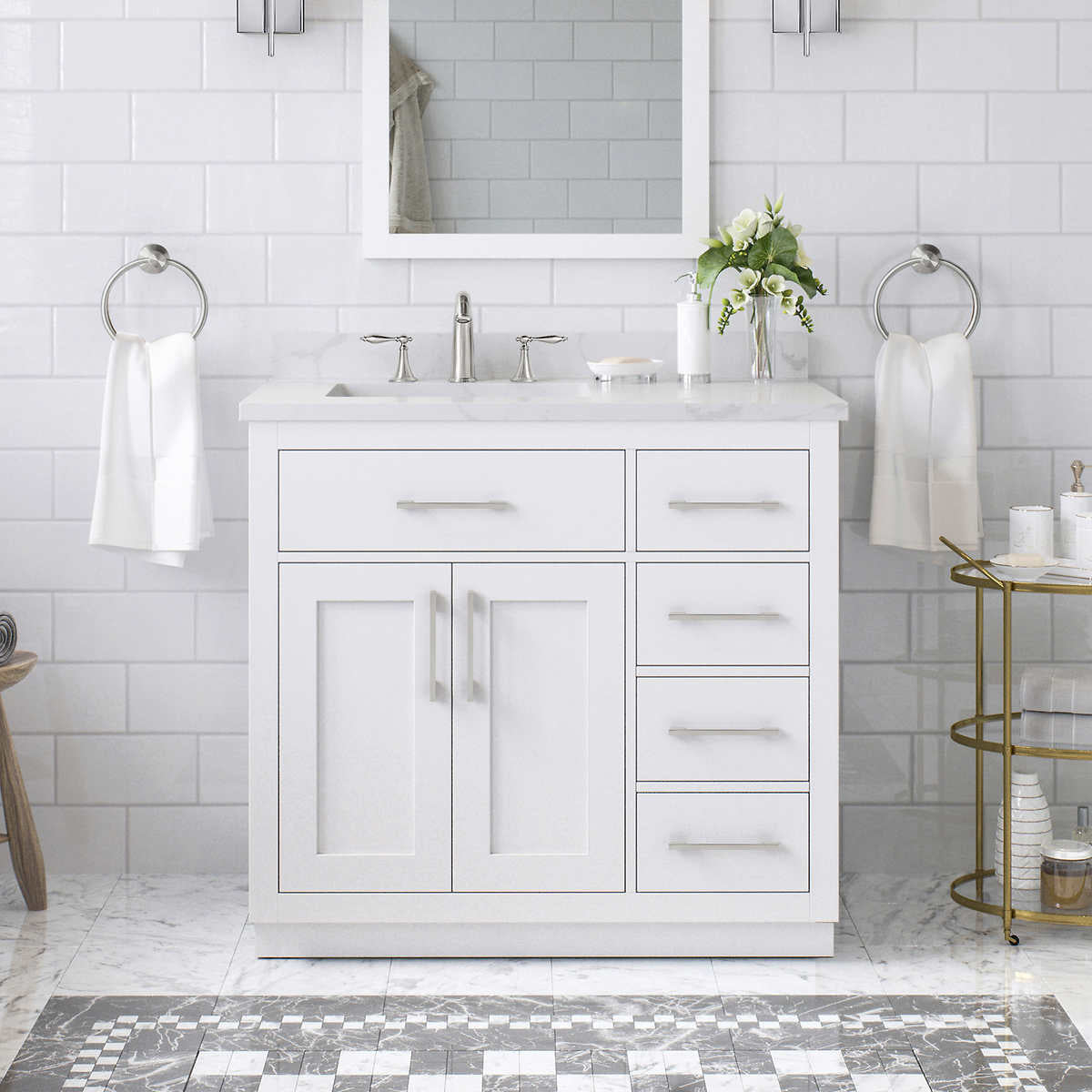 NEW - Costco - OVE Decors Alonso 36" Bath Vanity in White - Retail $999