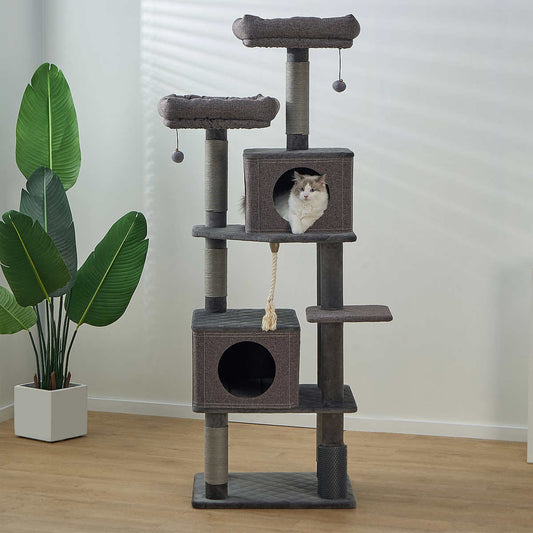 Catry Stella 7 Level Quilted Velvet Large Cat Tree With Condo - Retail $109