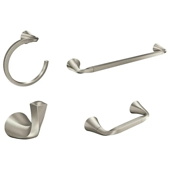 NEW - Moen Karis - Brushed Nickel 4-piece Bath Hardware Kit - Retail $39