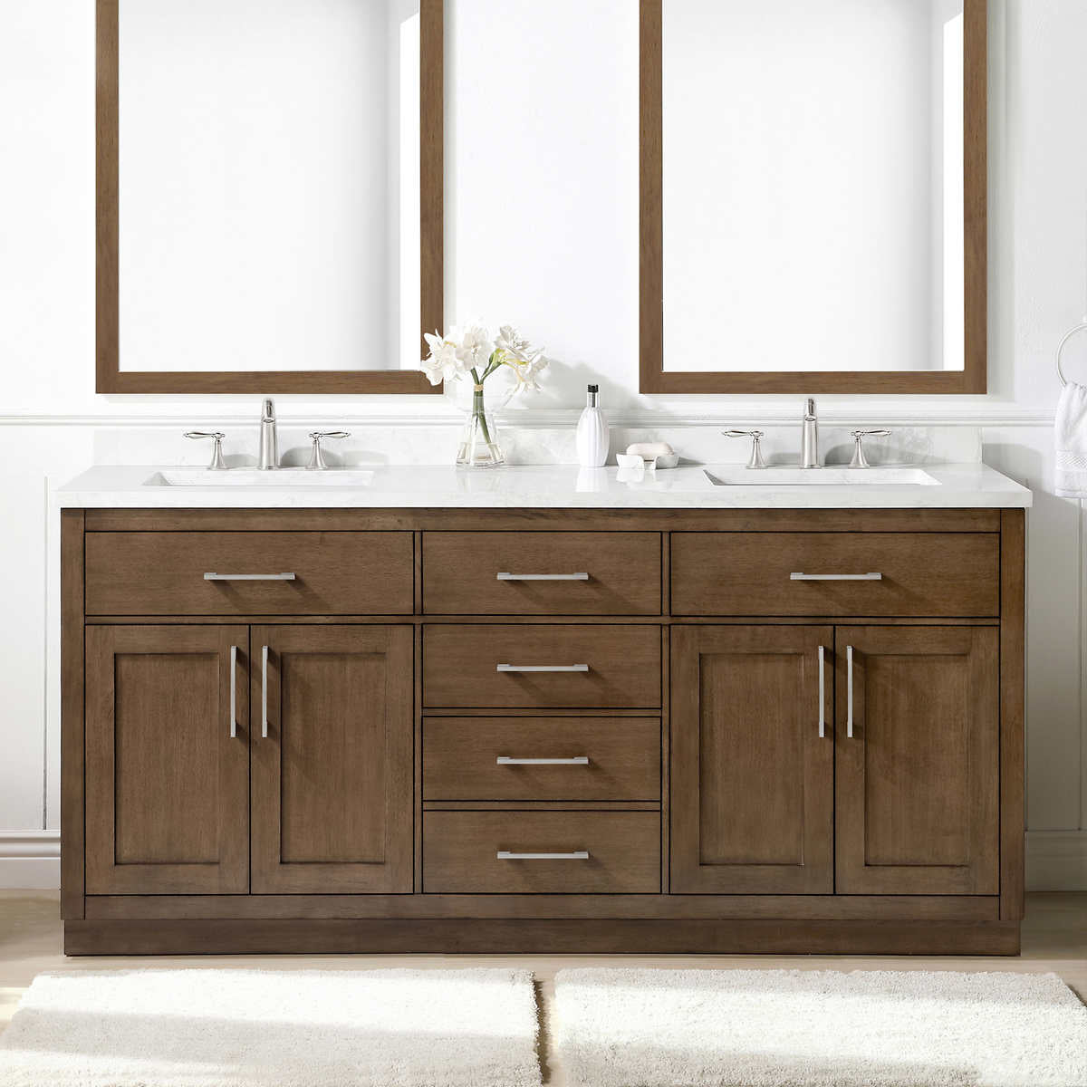 NEW - Costco - OVE Decors 72" Alonso Bath Vanity in Brown - Retail $1999