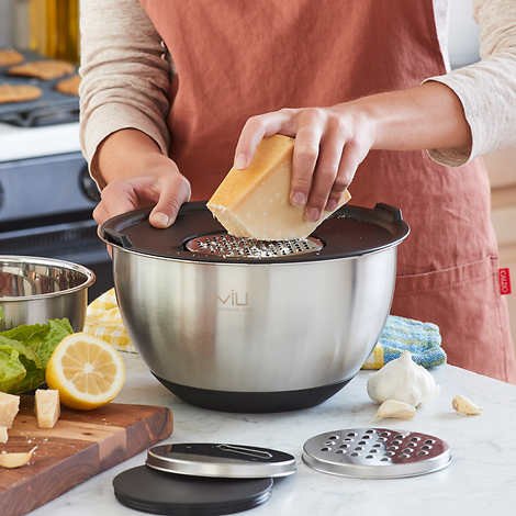 NEW - Costco - MIU Stainless Steel Mixing Bowl with Graters, Set of 8 - Retail $29