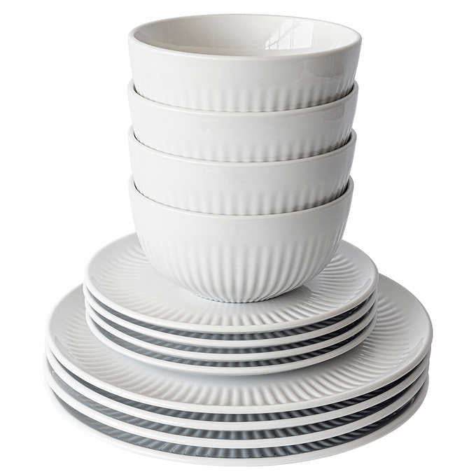 NEW - Costco - over&back 12-piece Porcelain Dinnerware Set - Retail $35