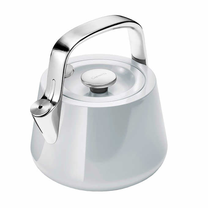 NEW - Caraway 2 Quart Whistling Tea Kettle - Durable Stainless Steel Tea Pot - Fast Boiling, Stovetop Agnostic - Non-Toxic, PTFE & PFOA Free - Includes Pot Holder - Gray - Retail $195