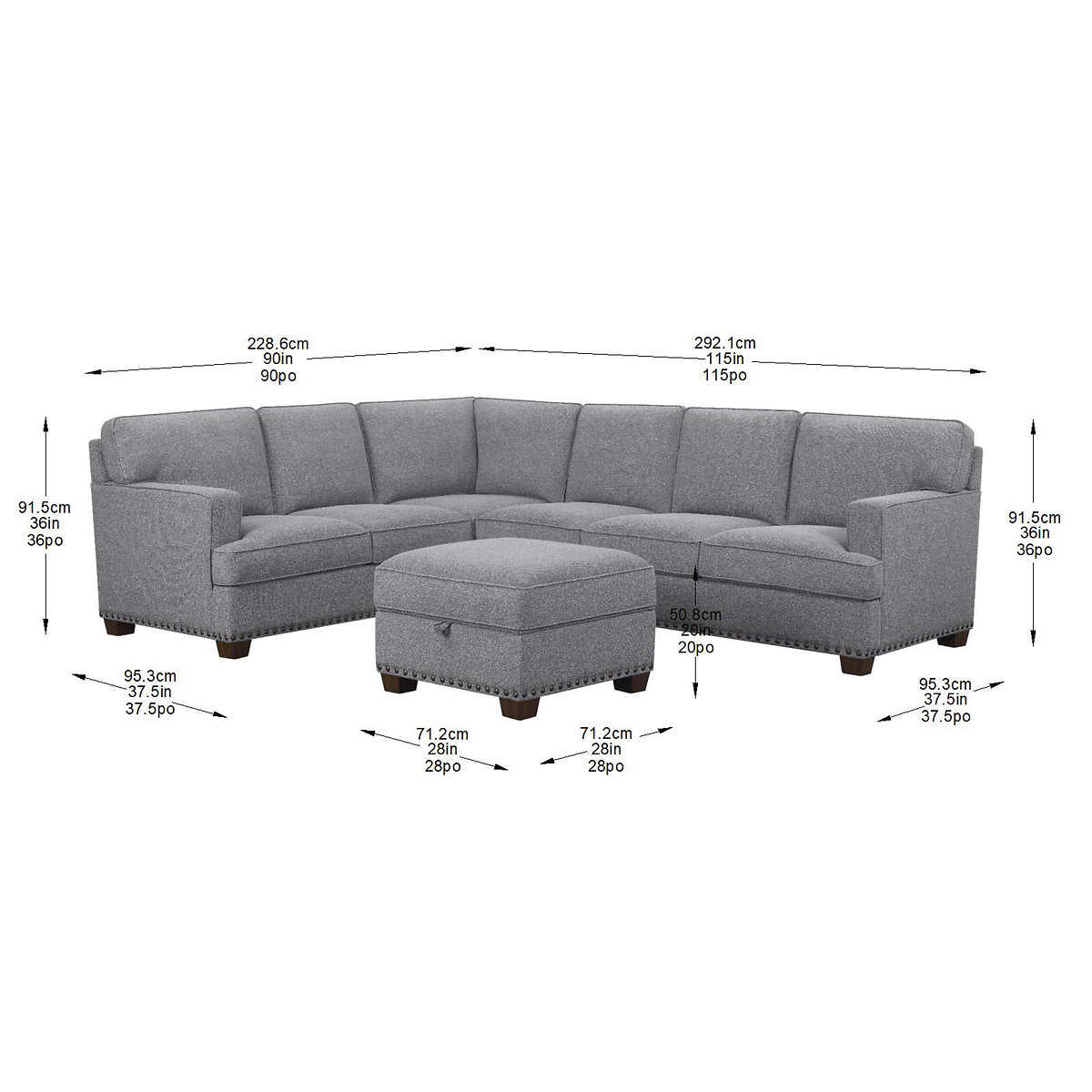 Like NEW - Costco - Thomasville Emilee Fabric Sectional with Storage Ottoman - Retail $1999
