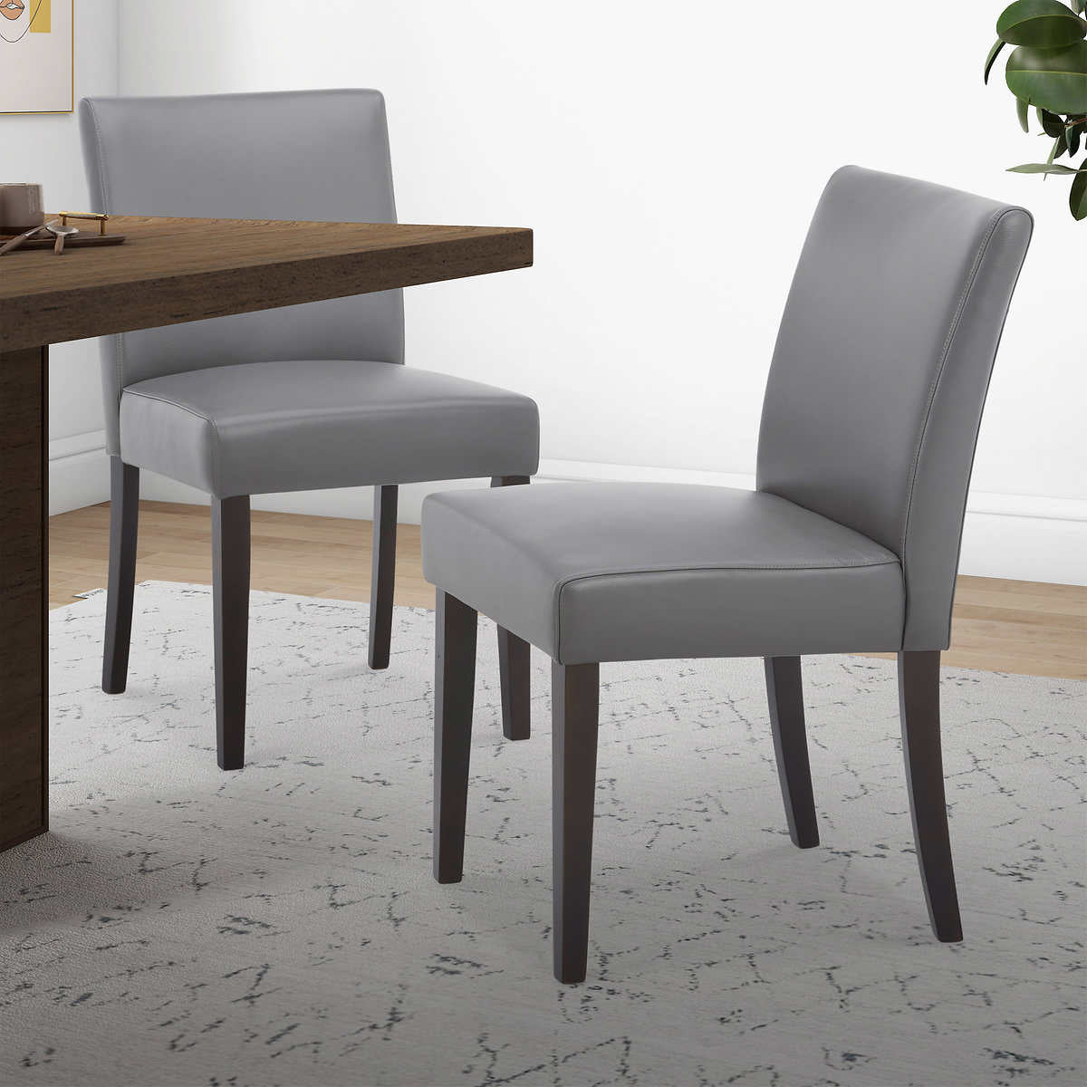 Costco - Denning Top Grain Leather Dining Chair, Grey, 2-Pack - Retail $329