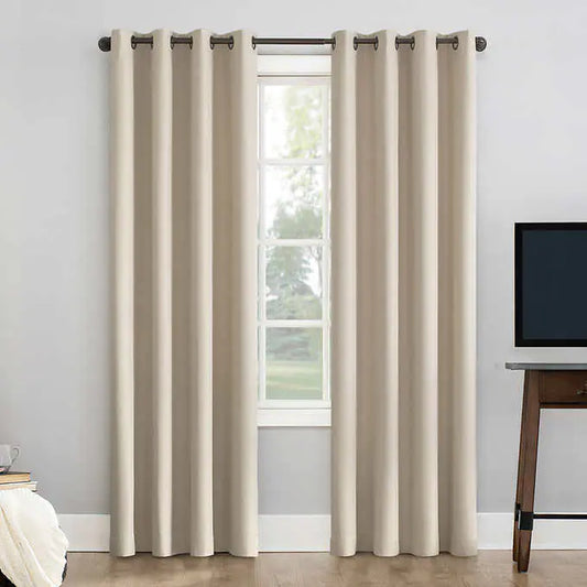 Sun Zero 100 in x 84 inch Pratt Tonal Texture Fleece Insulated 100% Blackout Window Curtains, 2-pack - Retail $43