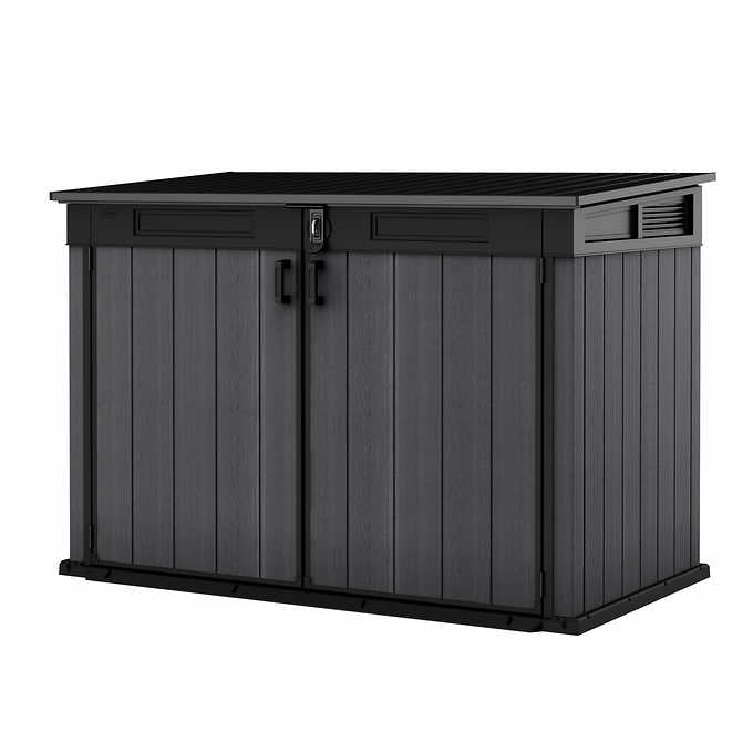 NEW w/ minor dmg - Keter Cortina Mega Premium Modern Horizontal Outdoor Storage Shed - Retail $479