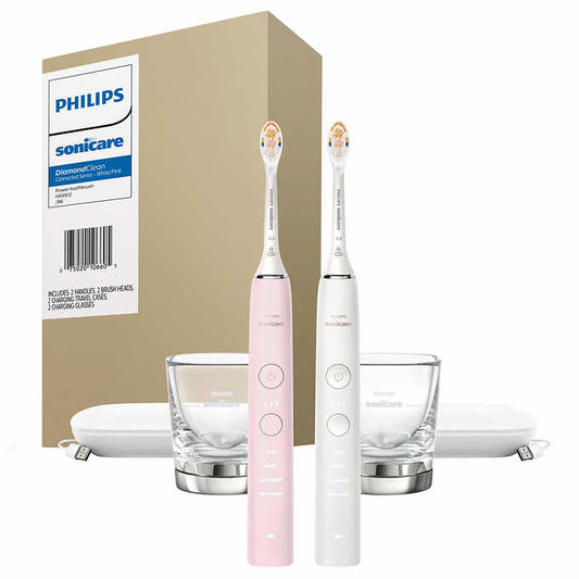 Philips Sonicare [no brush heads] Pink/White DiamondClean Connected Rechargeable Electric Toothbrush, 2-pack - Retail $299