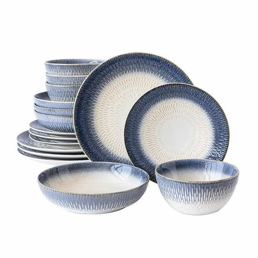 NEW - over&back Blue WESTPOINT 16-piece Dinnerware Set - Retail $55