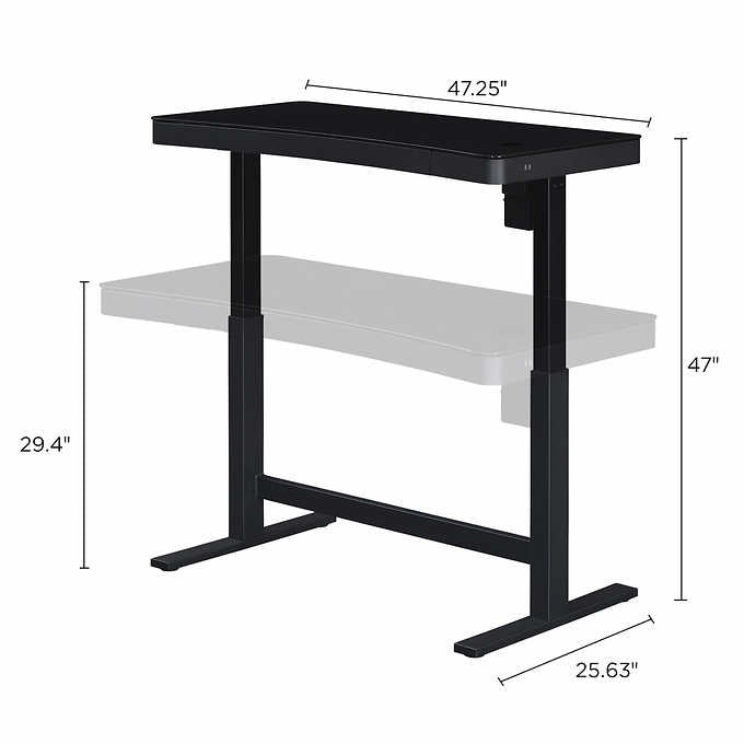 Tresanti 47" Black Adjustable Height Desk - Retail $349