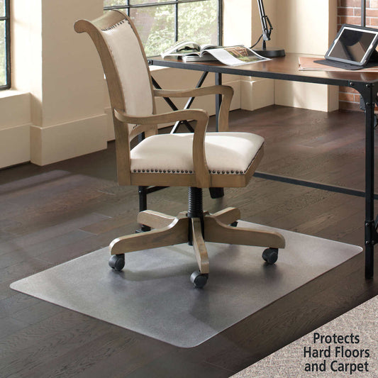 ES Robbins Floor+Mate Chair Mat, Hard Floor and Medium Pile Carpet, No Lip, 36" x 48", Clear - Retail $34