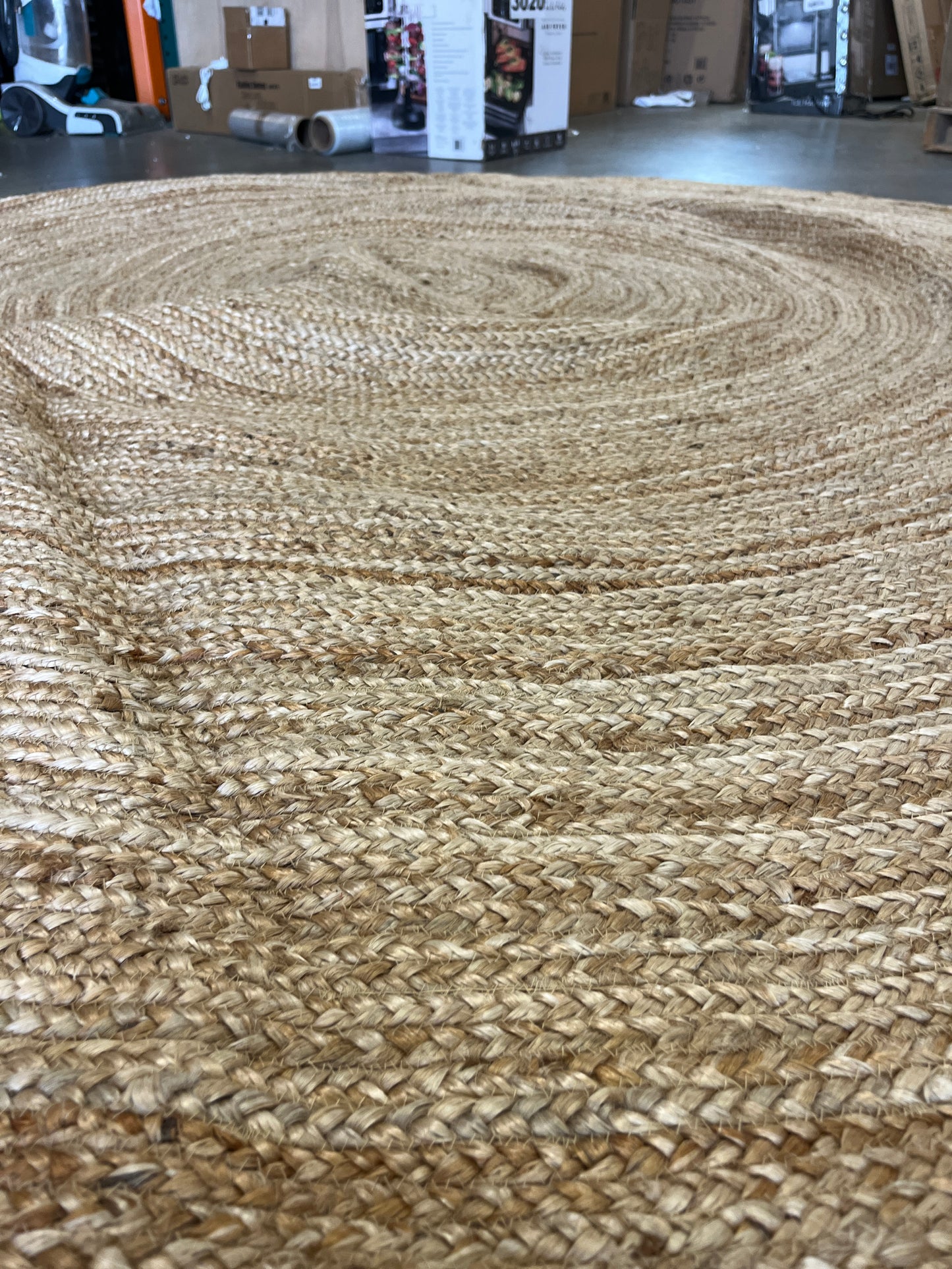 Handwoven Jute Area Rug - 8 feet Round - Natural Fiber - Rustic Vintage Beige Braided Reversible Rug - Eco Friendly Rugs for Bedroom - Kitchen - Living Room - Farmhouse - Retail $118