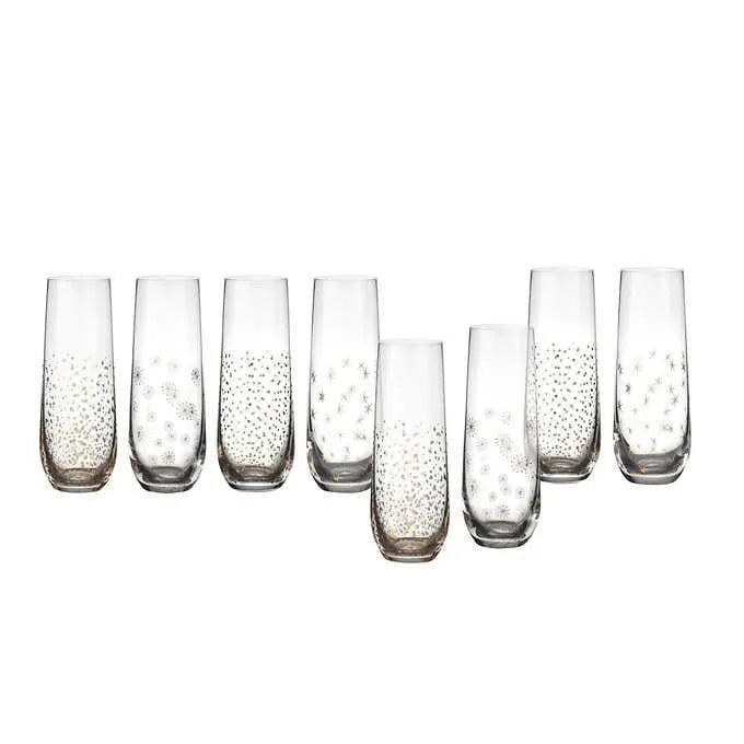 NEW - Set of 8 Mikasa Stemless Champagne Flutes - Retail $39