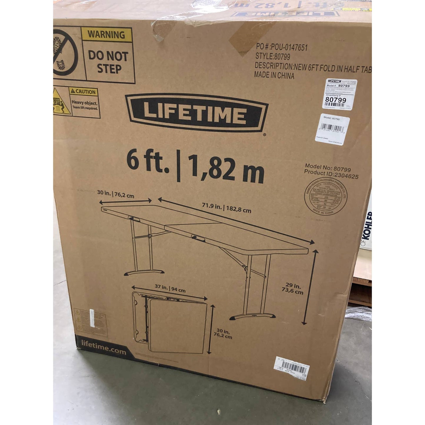 NEW - Lifetime Commercial 6' Fold-in-Half Table - Retail $159