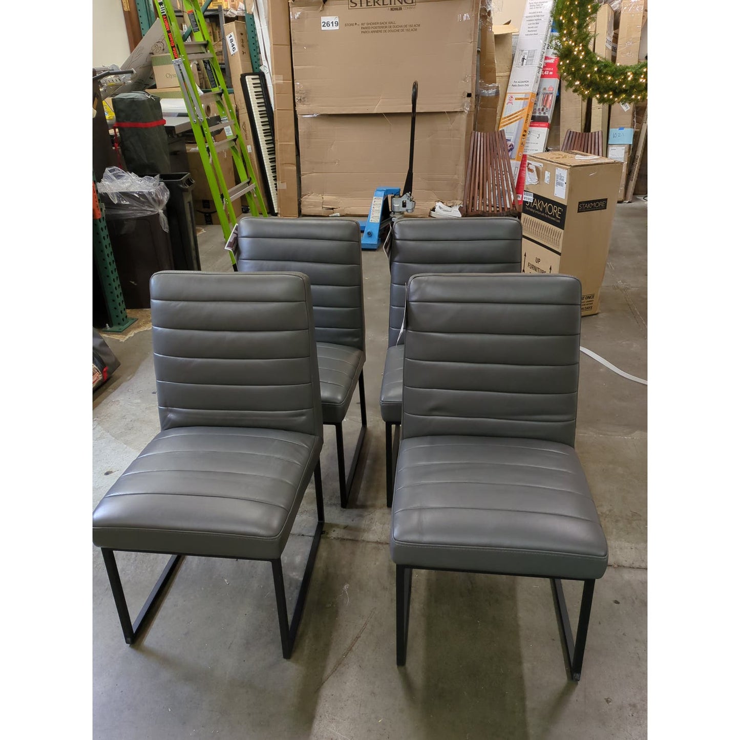 NEW - Costco - Kirkwood Top Grain Leather Dining Chairs 4-pack - Retail $1198