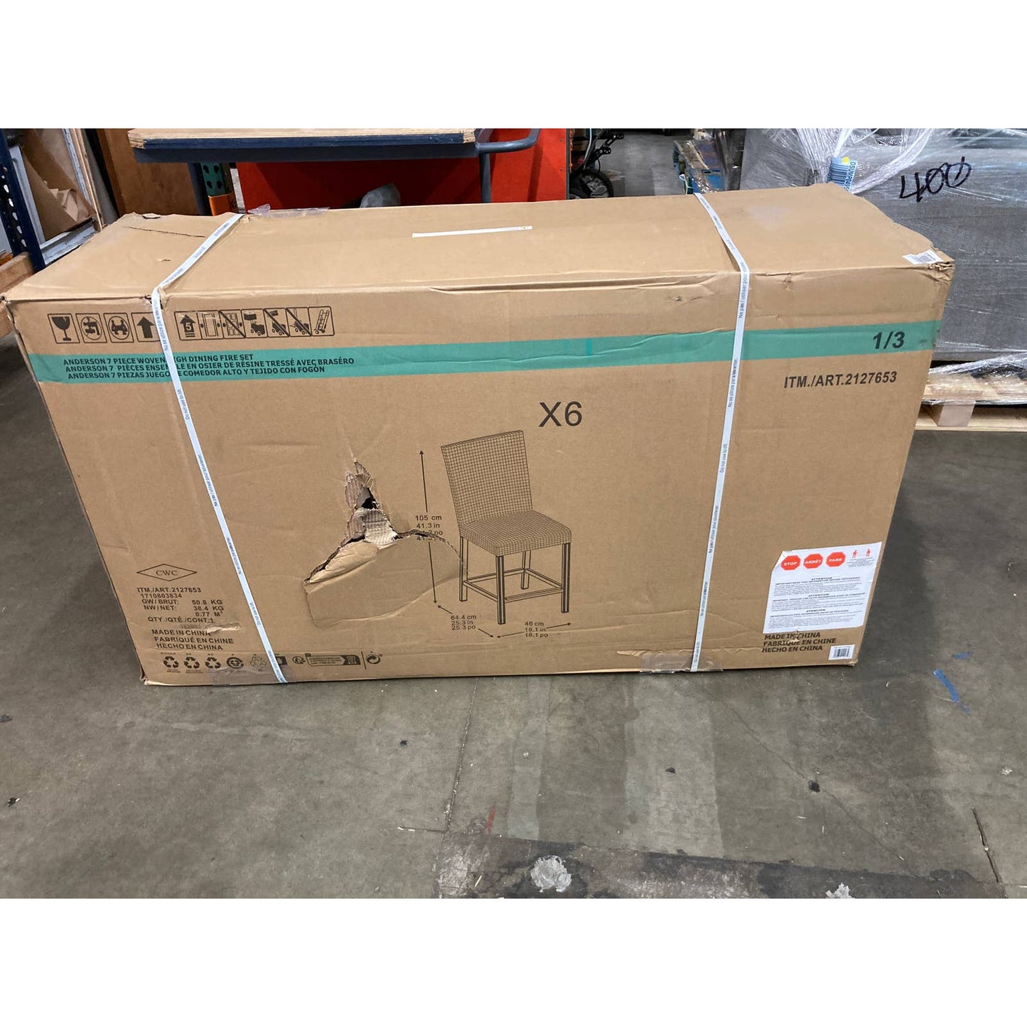 NEW - Costco - Agio St. Louis High Dining Set with Fire Table - Retail $1799