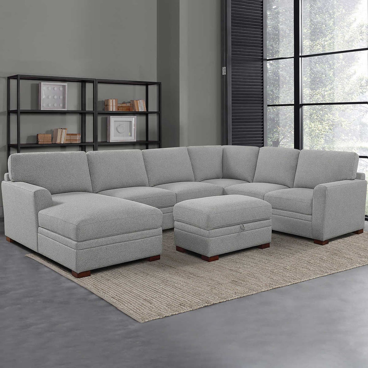 IN BOX - Costco - Thomasville Langdon Fabric Sectional with Storage Ottoman - Retail $1999