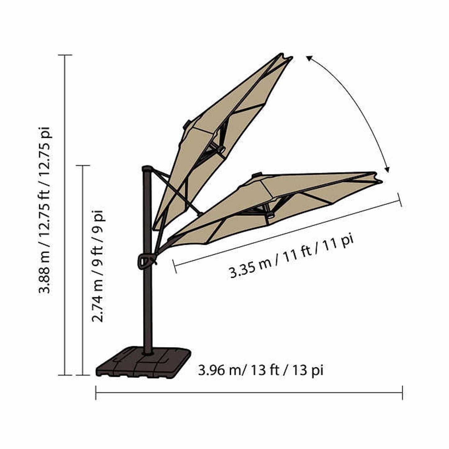 Like NEW - Costco - Seasons BEIGE 11' Round Cantilever Umbrella  - Retail $699