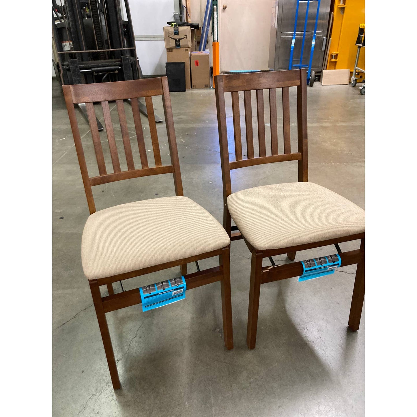 Costco - Stakmore Wood Upholstered Folding Chair, Fruitwood, 2-pack - Retail $99