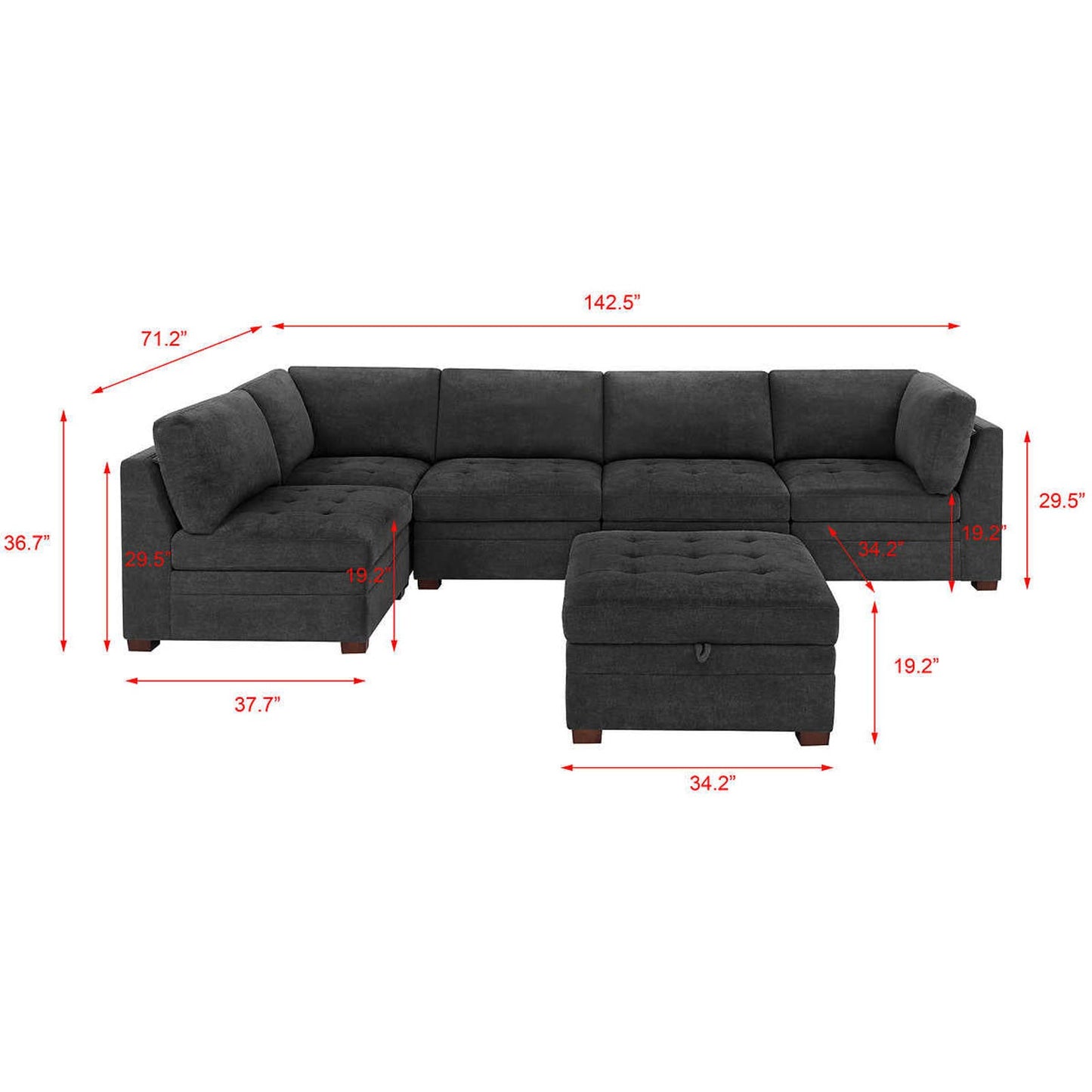 Costco - Thomasville Tisdale Fabric Sectional with Storage Ottoman - Retail $1699