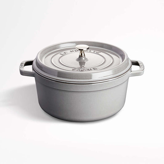NEW Staub Cast Iron 5.5-qt Round Cocotte - Graphite Grey, Made in France - Retail $349
