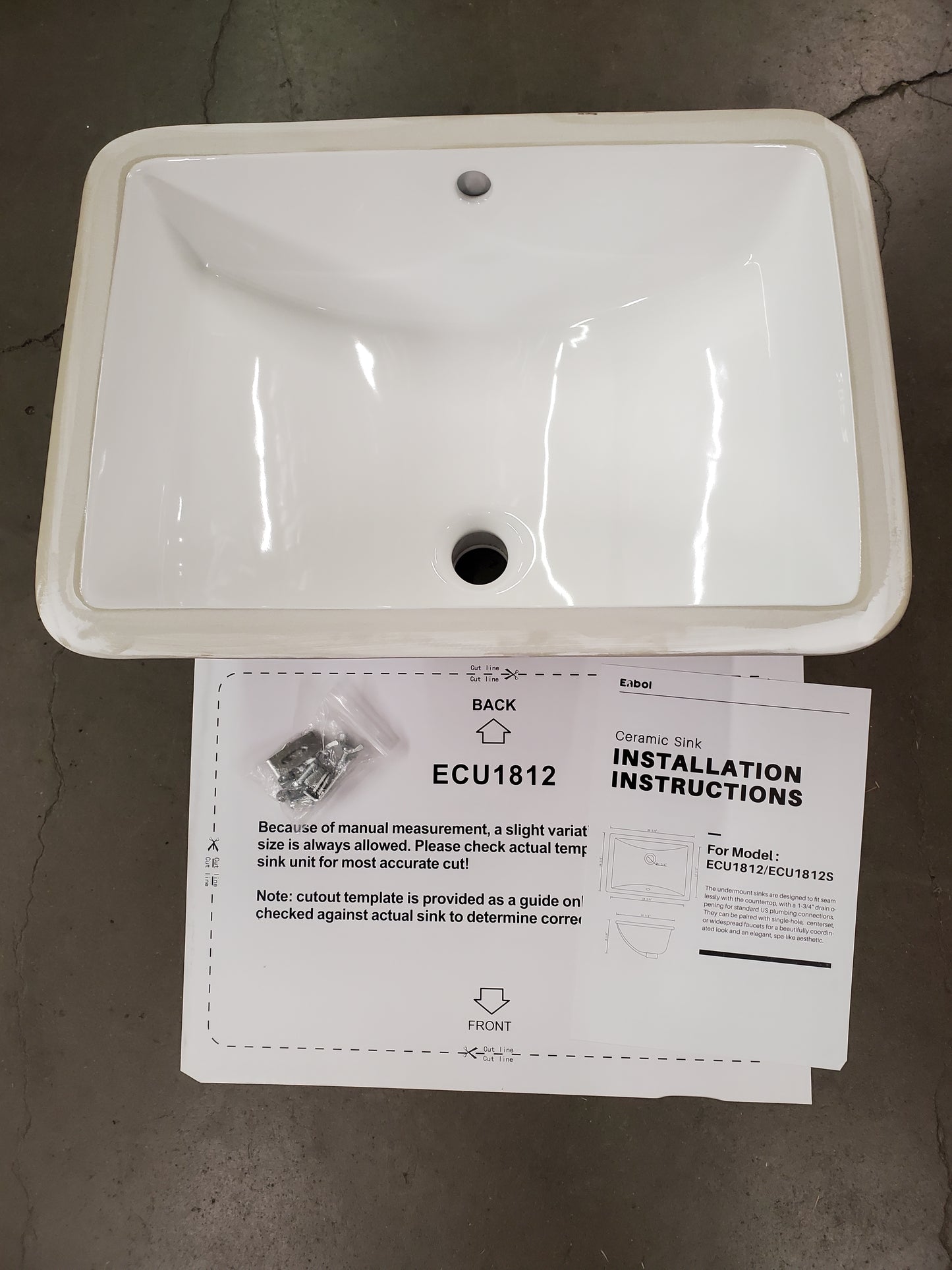 NEW - Enbol Bathroom Undermount Sink White Rectangular Ceramic Sink for Bathroom with Overflow - Retail $153